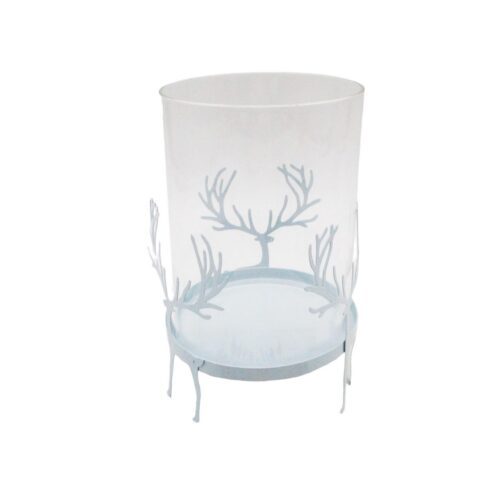 Glas-Kerzenhalter in Form eines silbernen Rentiergeweihs – Weihnachten – ...