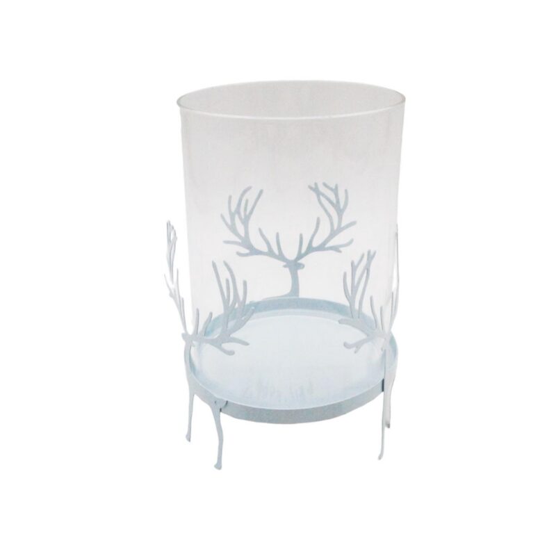 Silver Reindeer Antler Glass Candle Holder - Christmas - ...