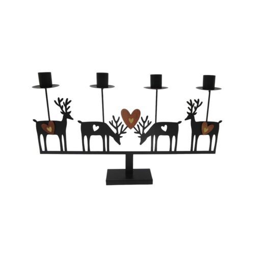 Candelabro metálico con forma de reno de cuatro copas - Navidad - decoración del hogar...