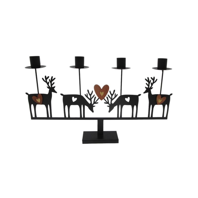 Four-Cup Metal Reindeer Candelabra - Christmas - life-dec...