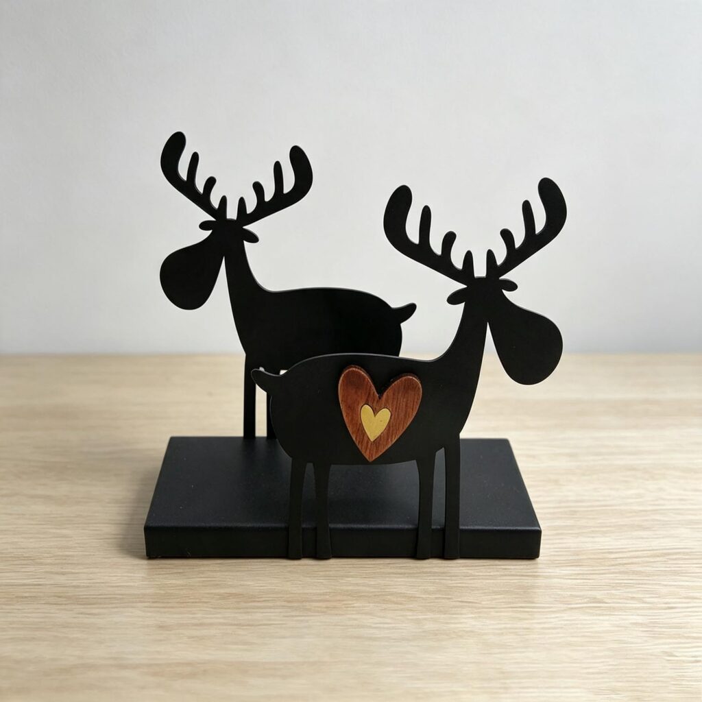 Double Moose Metal Tabletop Ornament - Christmas - life-d...