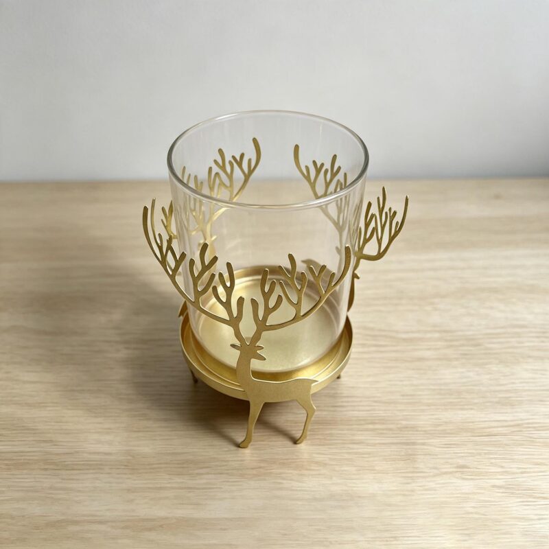 Golden Reindeer Glass Candle Holder - Christmas - life-de...