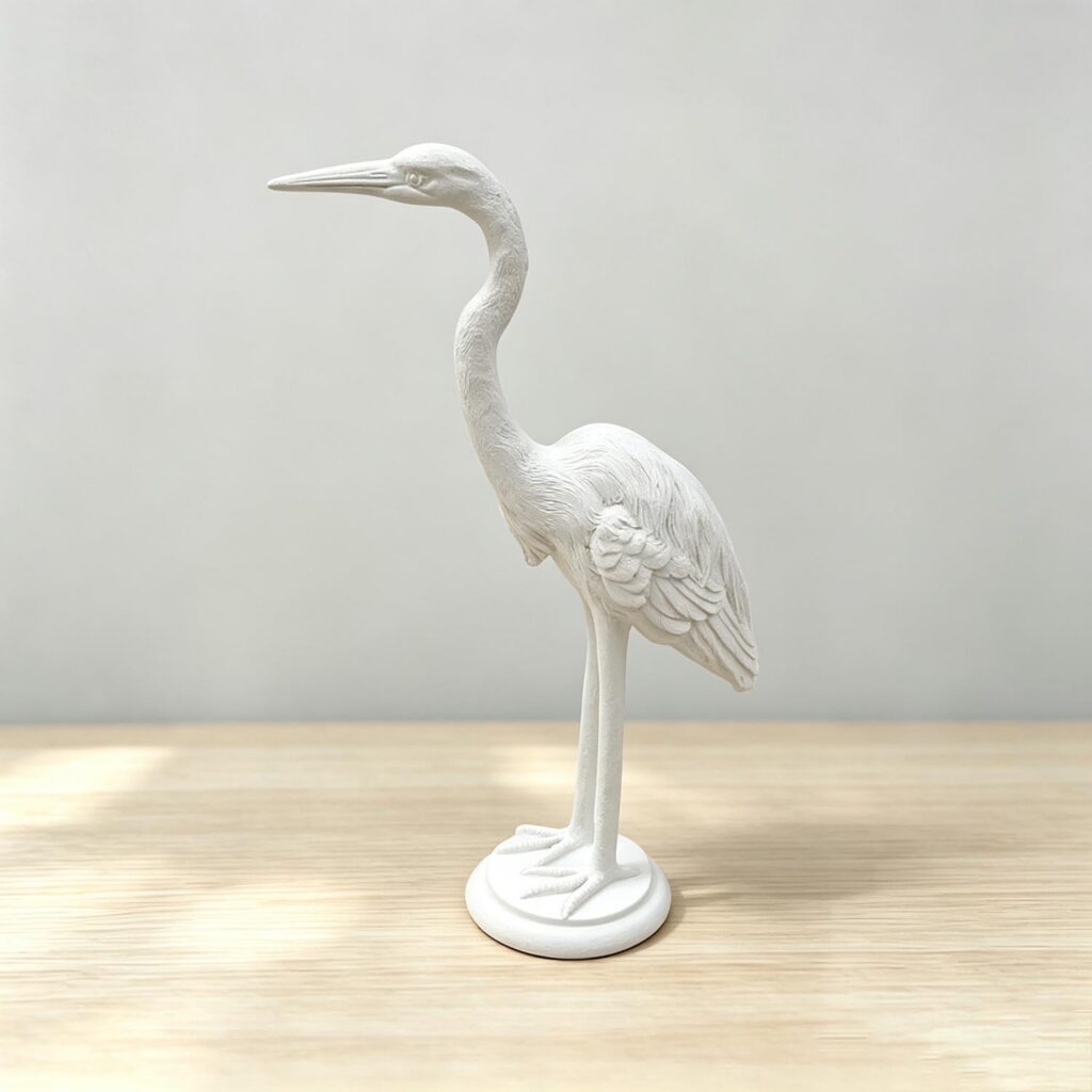 Resin White Heron Bird Decorative Statue - Tabletop Déco...