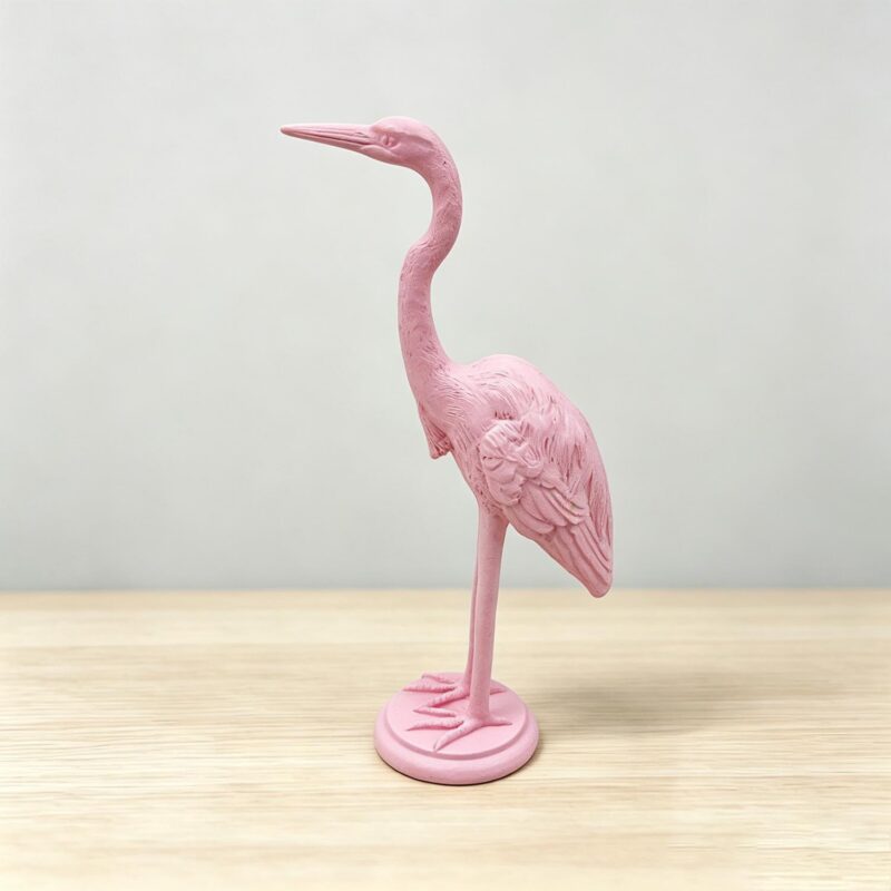 Resin Pink Heron Bird Decorative Statue - Tabletop Décor...