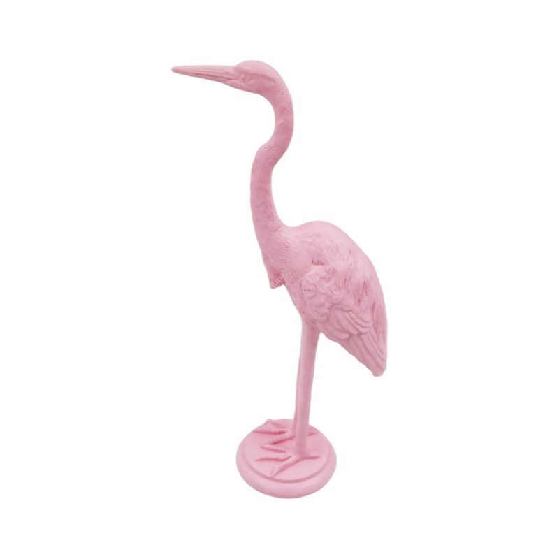 Resin Pink Heron Bird Decorative Statue - Tabletop Décor...