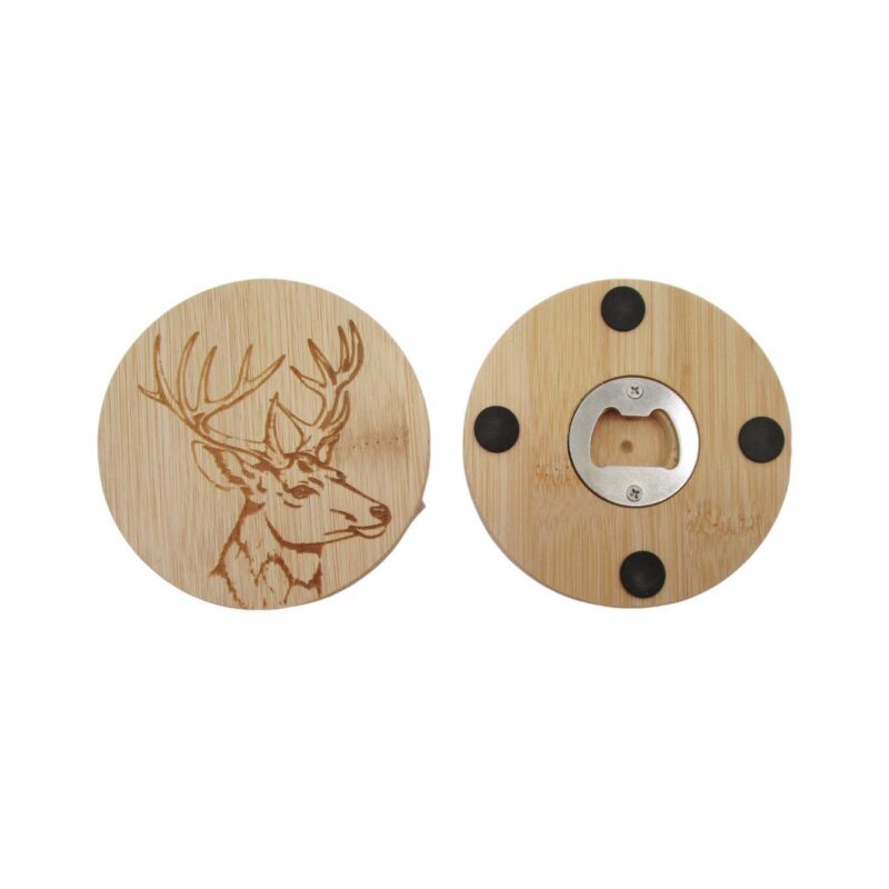 Bamboo Coaster With Laser‑Engraved Side‑Facing Stag -...