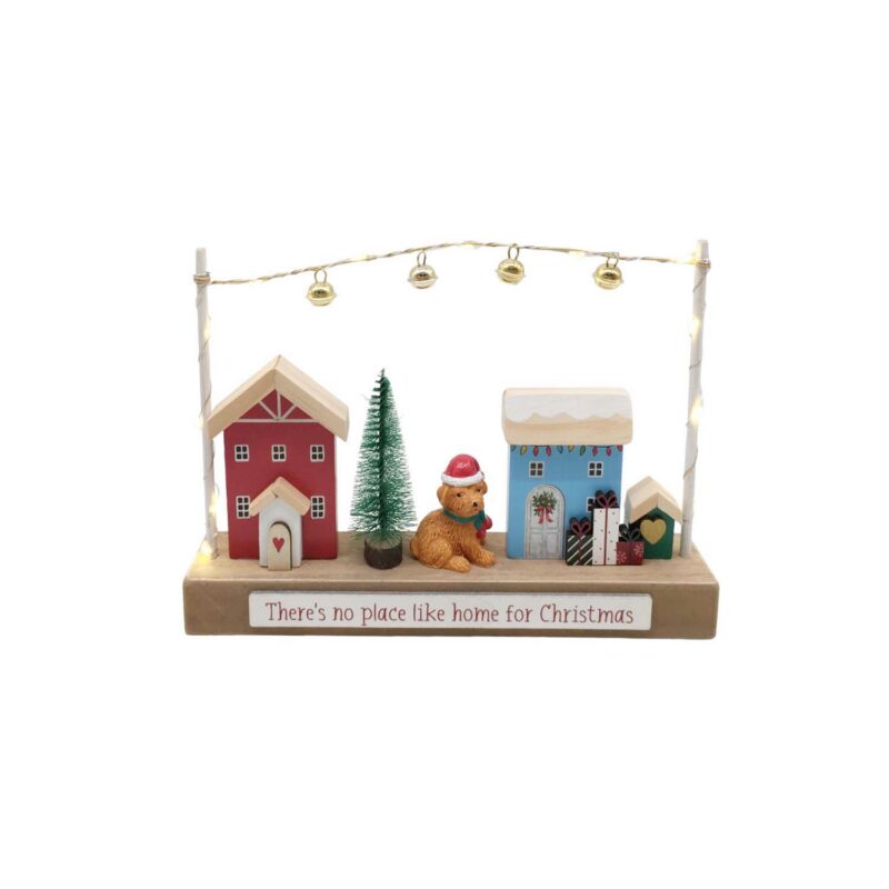 Wooden Christmas Village Light Up Table Ornament - Christ...
