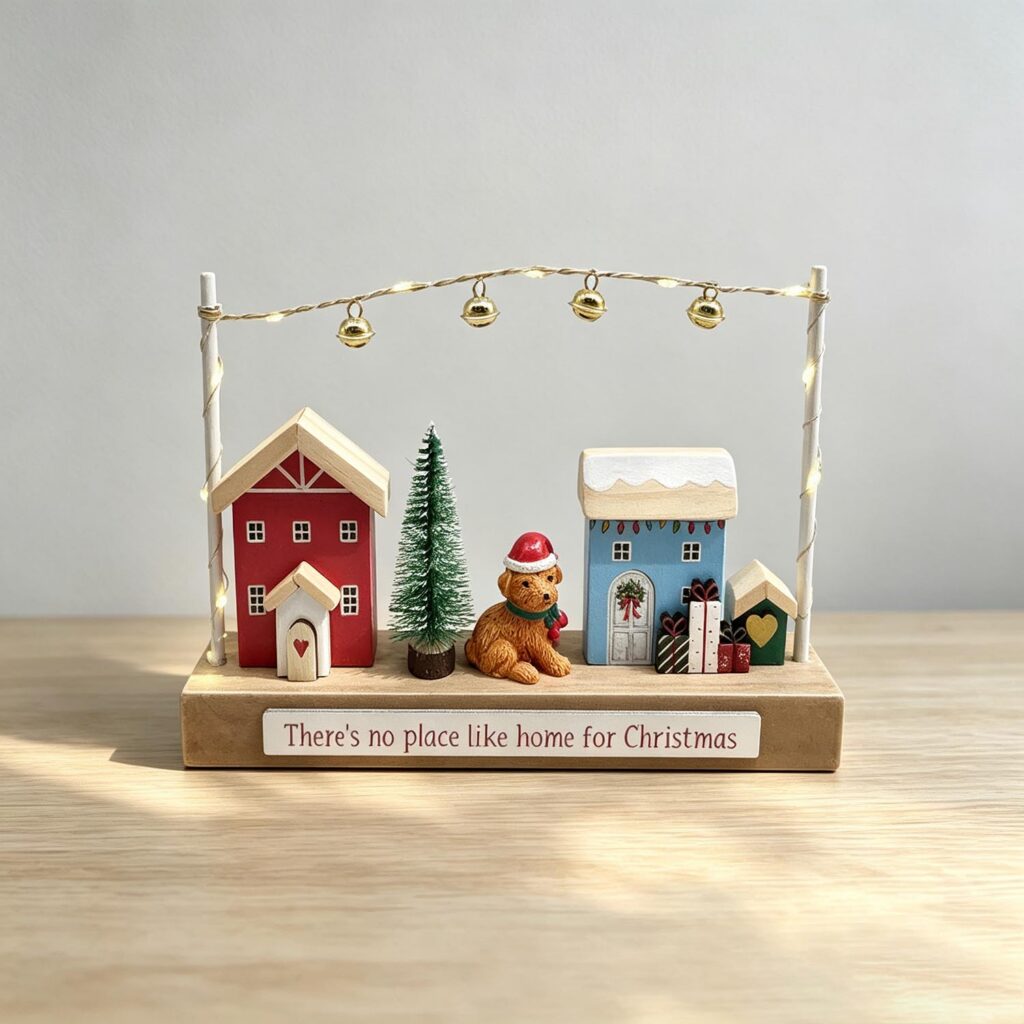 Wooden Christmas Village Light Up Table Ornament - Christ...