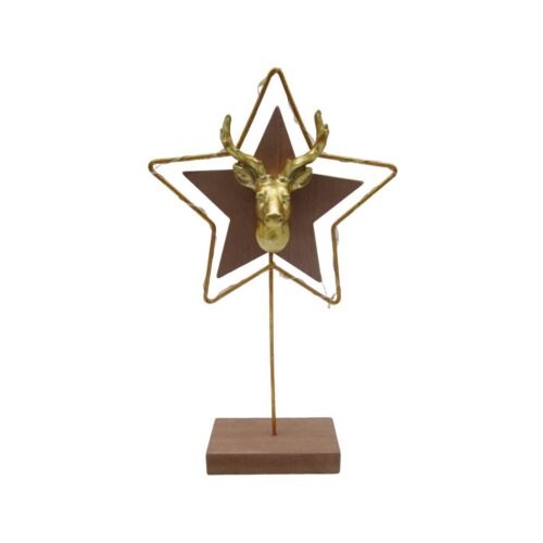 Golden Star Deer Head Table Ornament - Christmas - life-d...