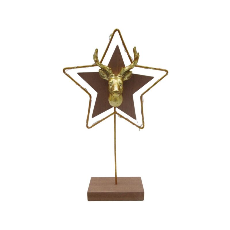 Golden Star Deer Head Table Ornament - Christmas - life-d...