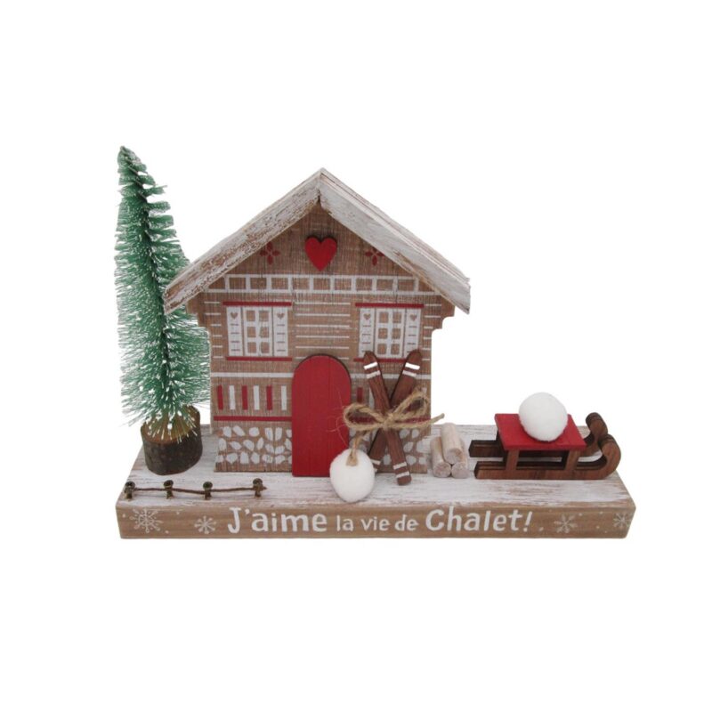 Wooden Alpine Chalet Christmas Table‑top Ornament - Chr...