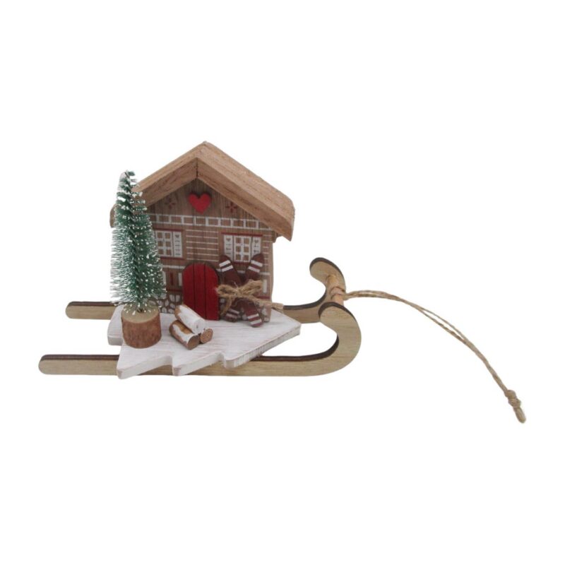 Wooden Sled Christmas Table‑top Ornament - Christmas - life-deco.com