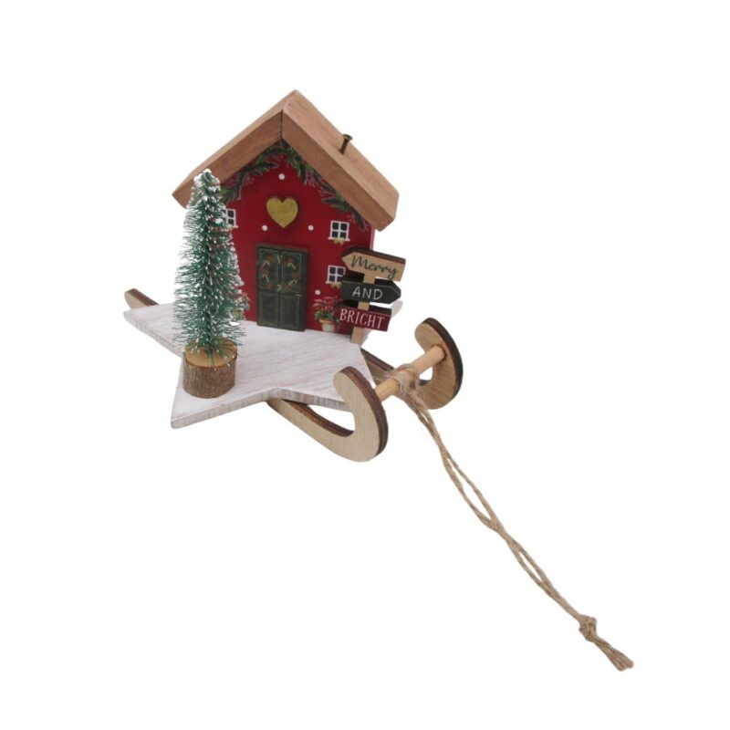 Wooden Sled Christmas Table‑top Ornament - Christmas - ...