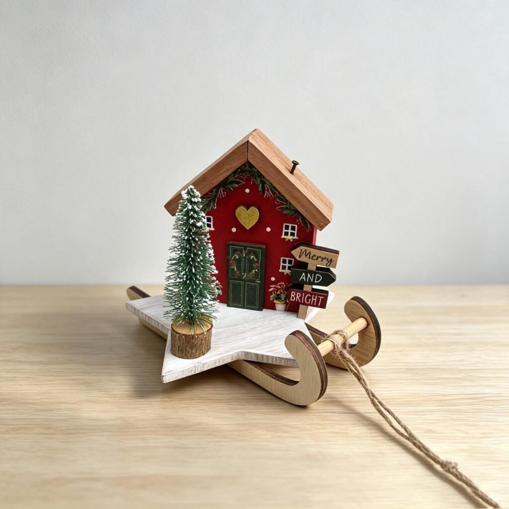 Wooden Sled Christmas Table‑top Ornament - Christmas - ...