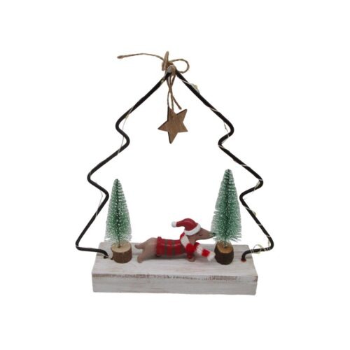 Christmas Metal Tree‑Frame Ornament with LED Lights - C...