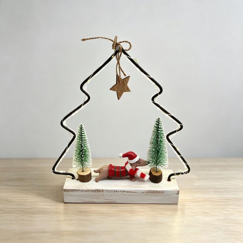 Christmas Metal Tree‑Frame Ornament with LED Lights - C...