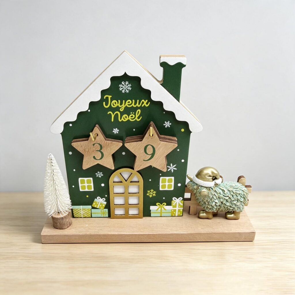 Wooden House‑Shaped Christmas Advent Calendar - Christm...