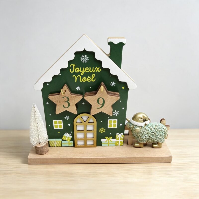 Wooden House‑Shaped Christmas Advent Calendar - Christm...