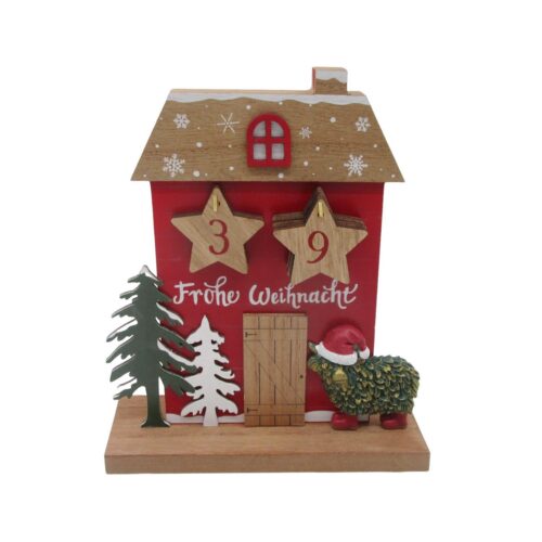 Wooden House‑Shaped Christmas Advent Calendar - Christm...