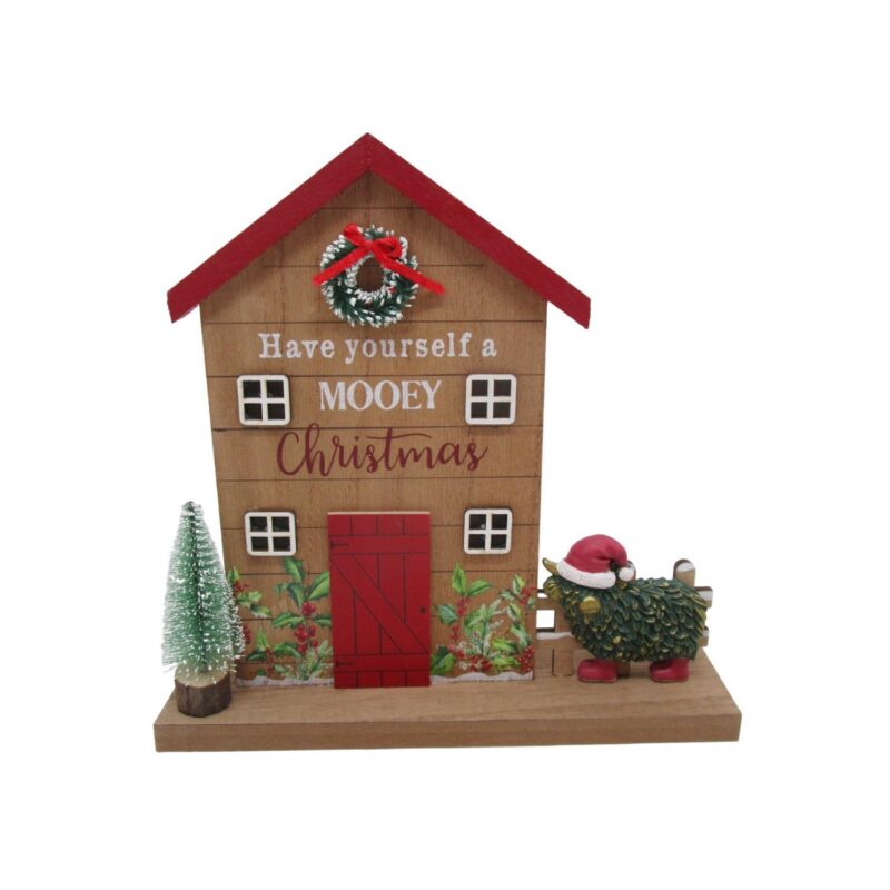 Wooden Barn‑Style Christmas Table Ornament - Christmas ...