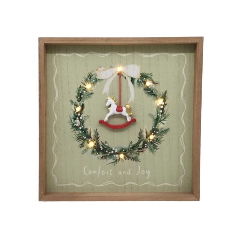 Wooden Shadow‑Box Christmas Frame with LED Lights - Chr...
