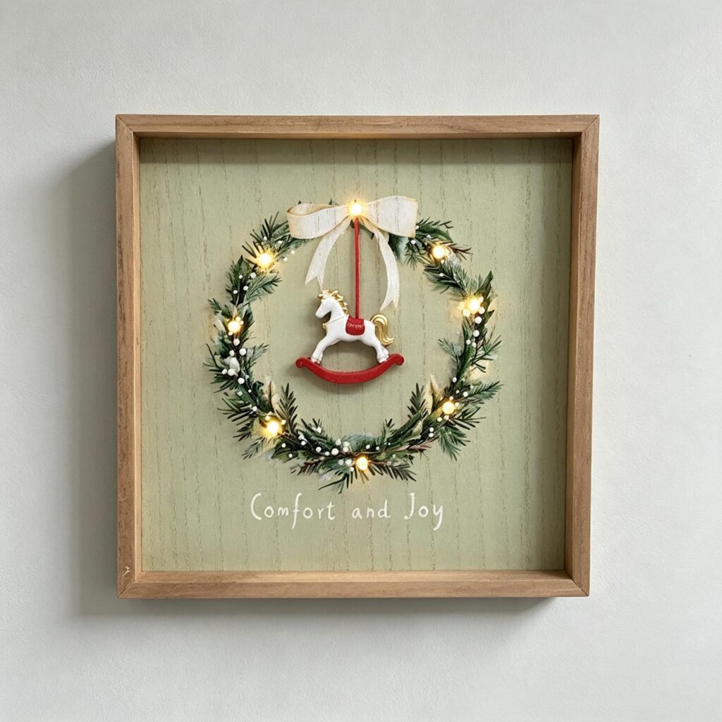 Wooden Shadow‑Box Christmas Frame with LED Lights - Chr...