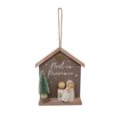 Wooden House‑Shaped Nativity Hanging Decor - Spiritual ...