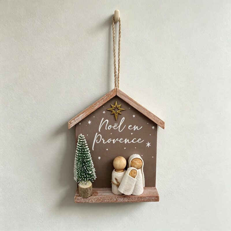 Wooden House‑Shaped Nativity Hanging Decor - Spiritual & Religious - life-deco.com