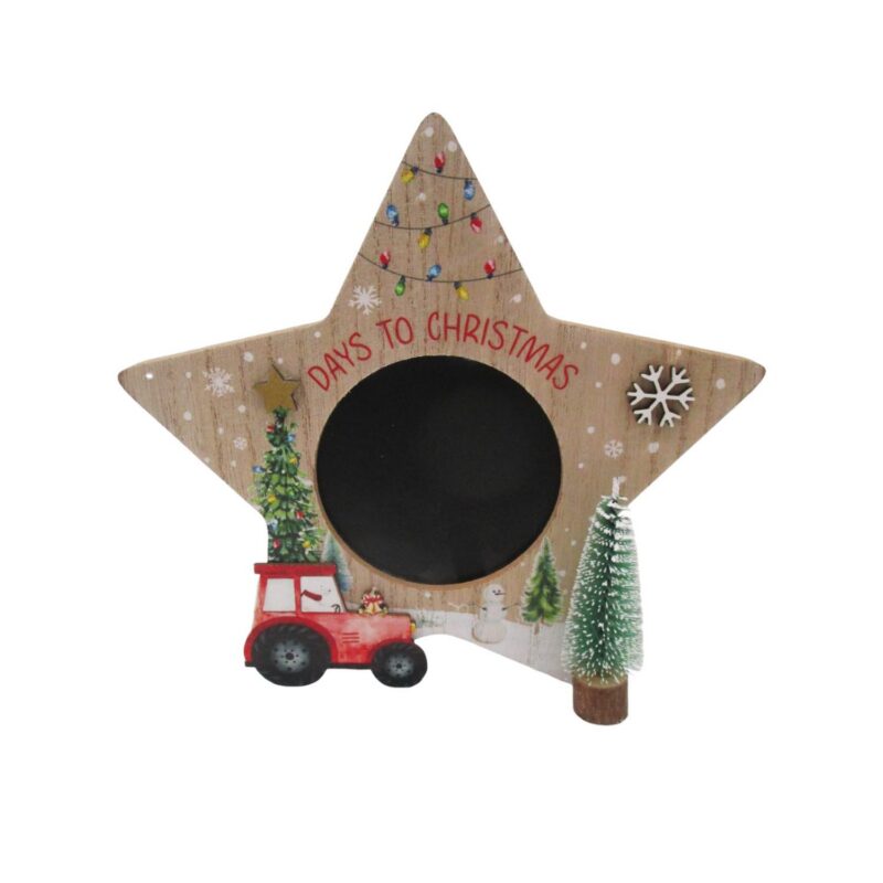 Star‑Shaped Wooden Christmas Countdown Plaque - Christm...