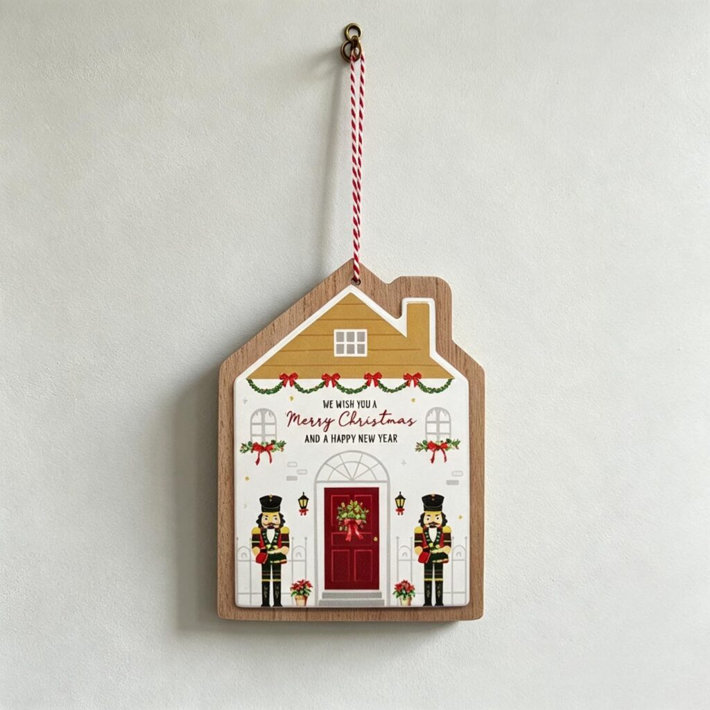 Weihnachtsbaumschmuck aus Holz in Form eines Hauses – Christ...