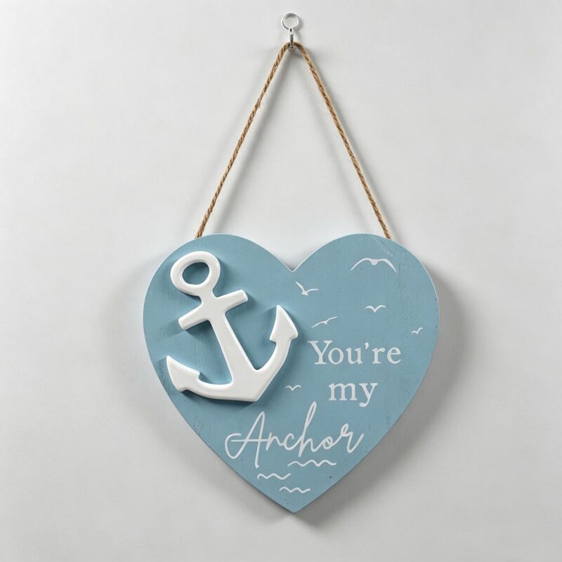 Nautical Heart‑Shaped Wooden Hanging Sign - Coastal (Summer) - life-deco.com
