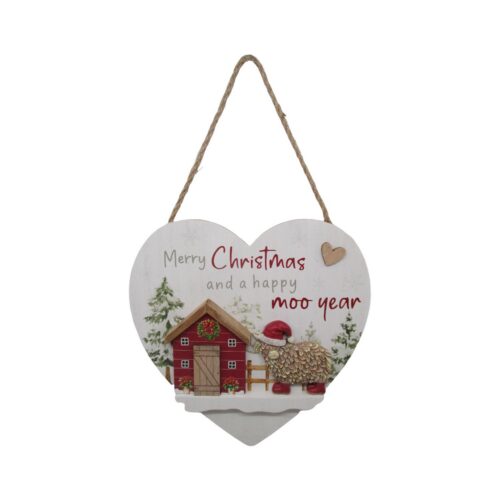 Heart‑Shaped Wooden Christmas Hanging Plaque - Christma...