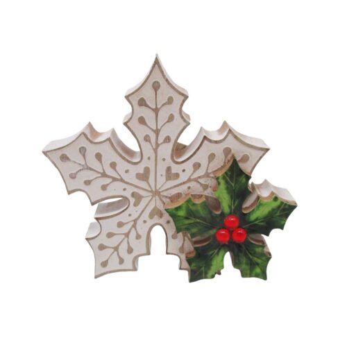 Carved Wooden Snowflake Table Ornament - Christmas - life...