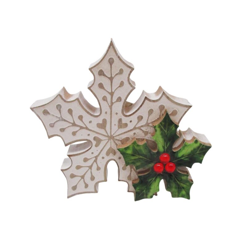 Carved Wooden Snowflake Table Ornament - Christmas - life...