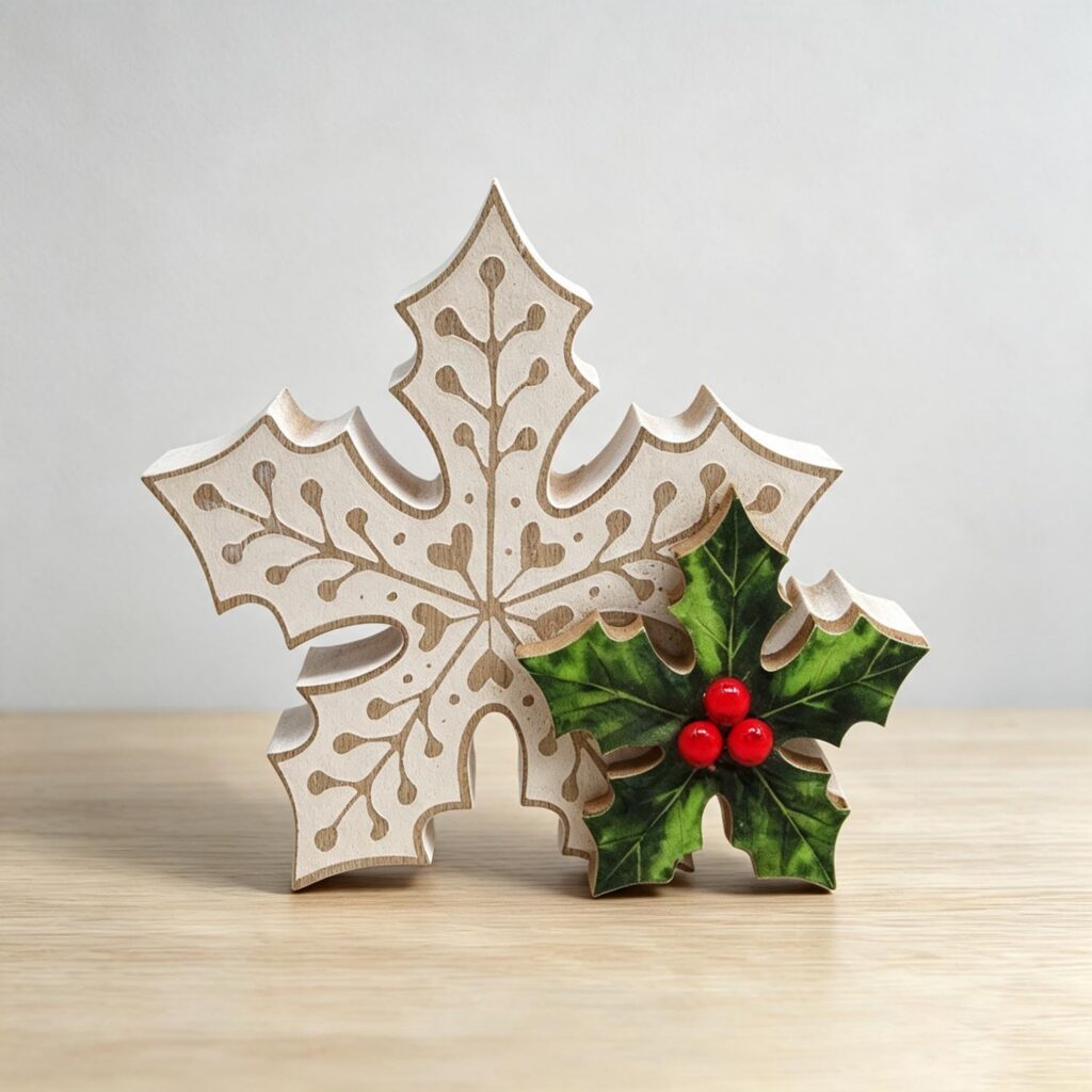 Carved Wooden Snowflake Table Ornament - Christmas - life...