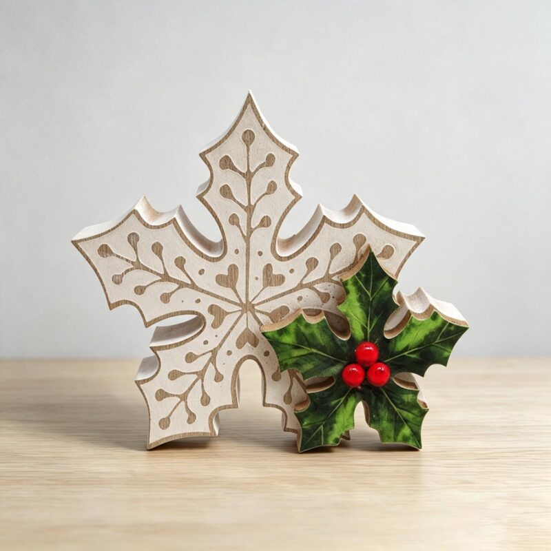 Carved Wooden Snowflake Table Ornament - Christmas - life...