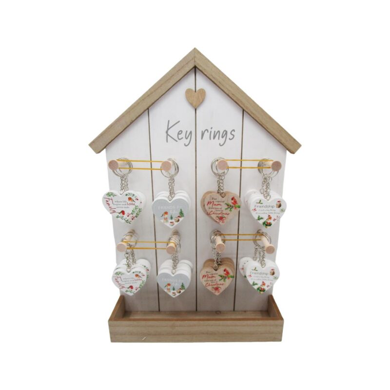 House‑Shaped Wooden Display Stand for Keyrings - Christ...