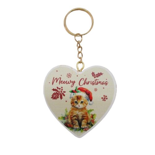 Heart‑Shaped Wooden Keyring - Christmas - life-deco.com