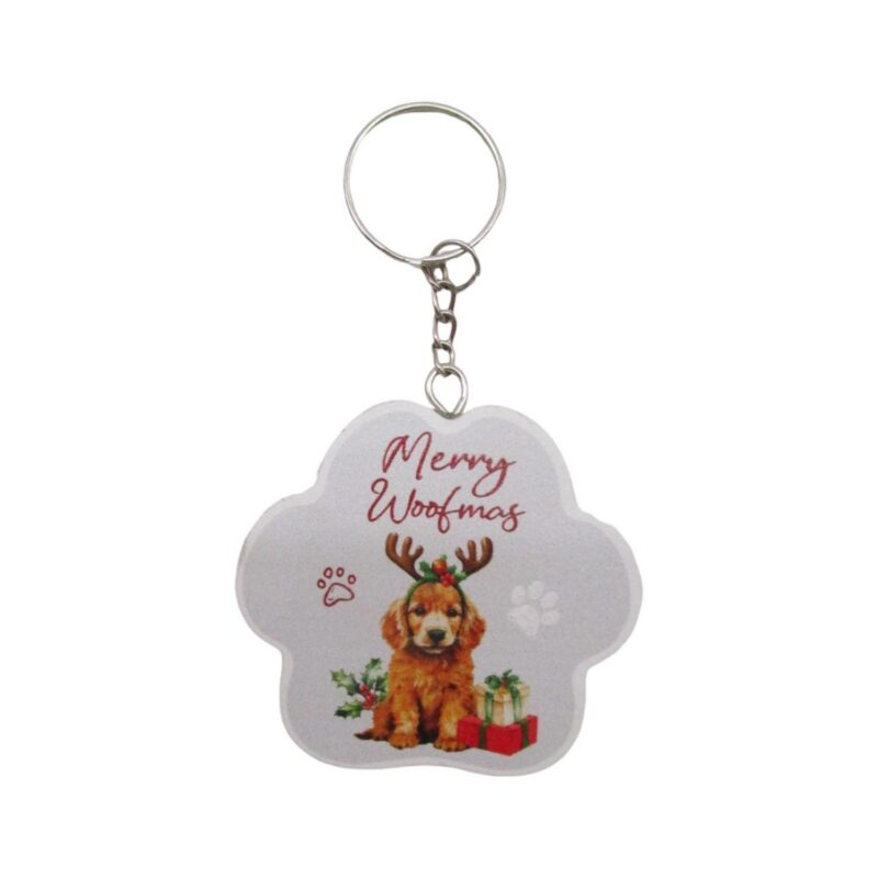 Paw‑Shaped Wooden Keyring - Christmas - life-deco.com