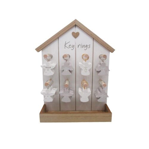 Wooden House‑Shaped Key Ring Display Stand - Spiritual ...