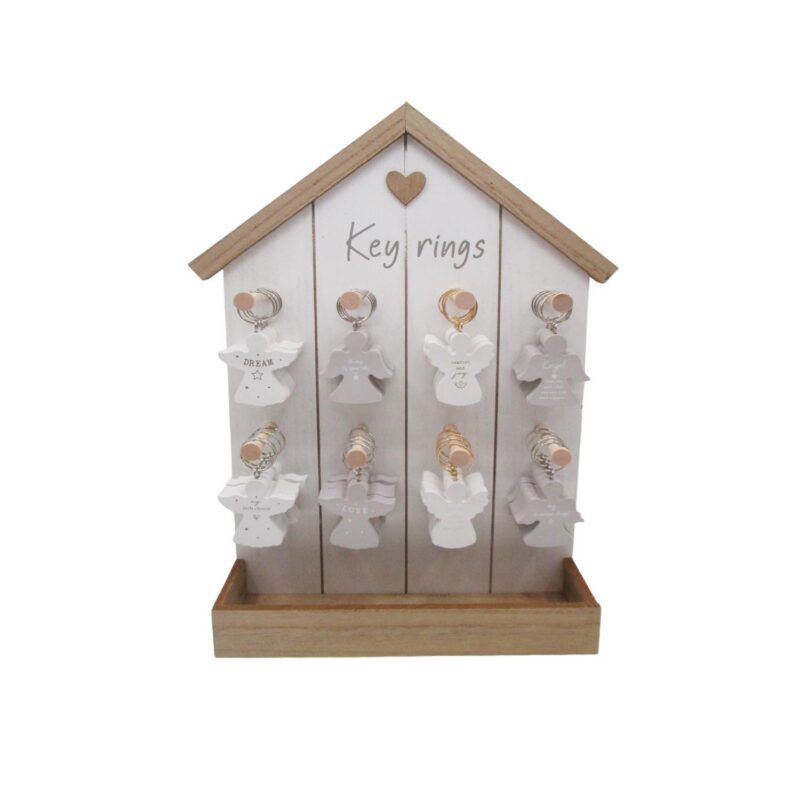 Wooden House‑Shaped Key Ring Display Stand - Spiritual ...