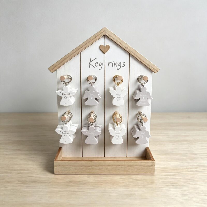 Wooden House‑Shaped Key Ring Display Stand - Spiritual ...
