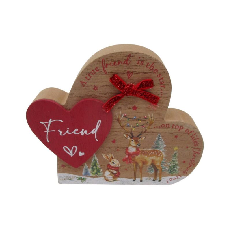 Double‑Heart Wooden Freestanding Ornament - Christmas -...