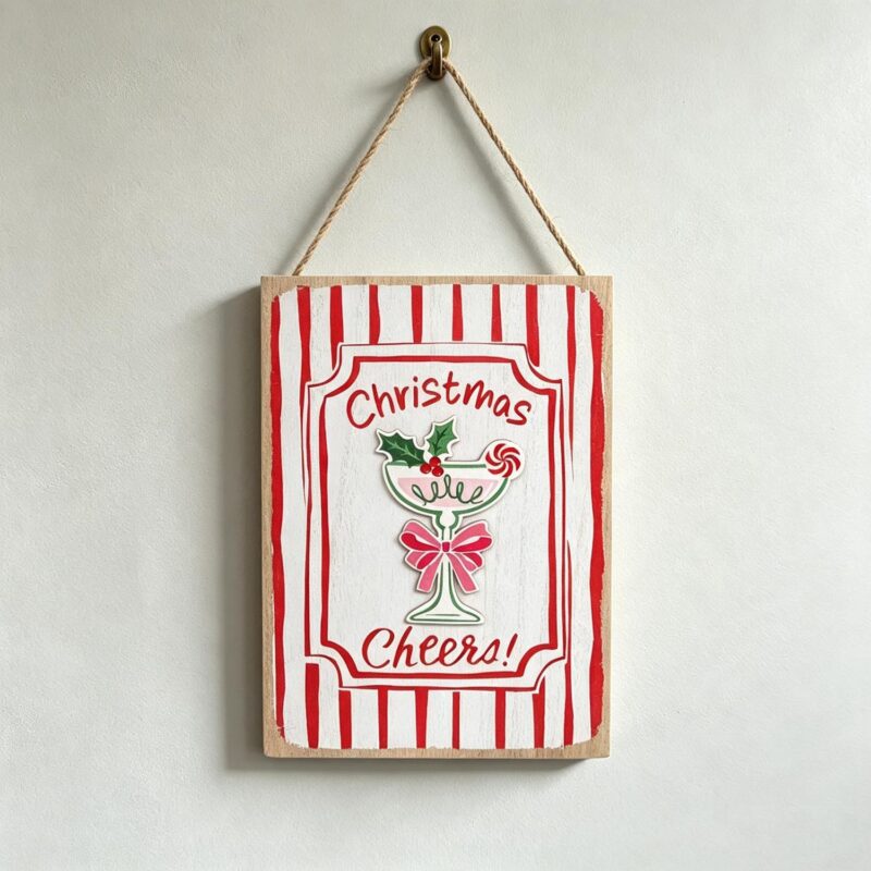 Christmas Cheers Hanging Wooden Sign - Christmas - life-d...