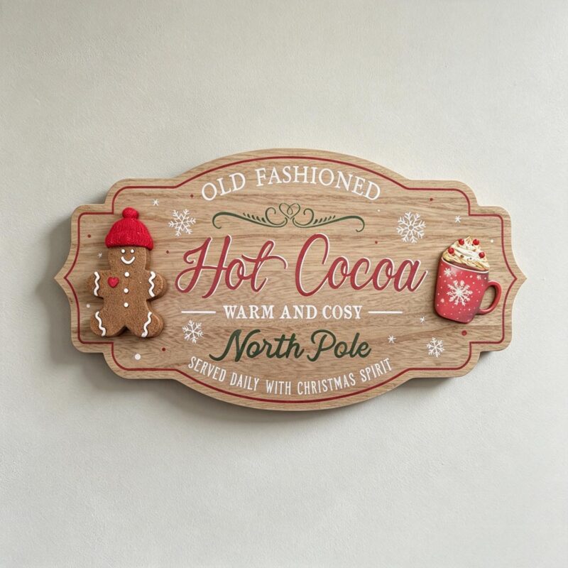 Gingerbread Man Hot Cocoa Wooden Wall Plaque - Christmas ...