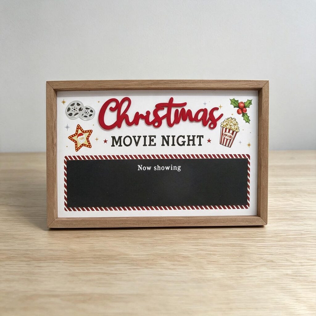 Christmas Movie Night Chalkboard Frame Sign - Christmas -...