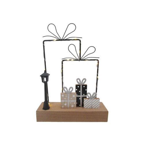 Double Gift-Box Metal Frame Light-Up Ornament - Christmas...