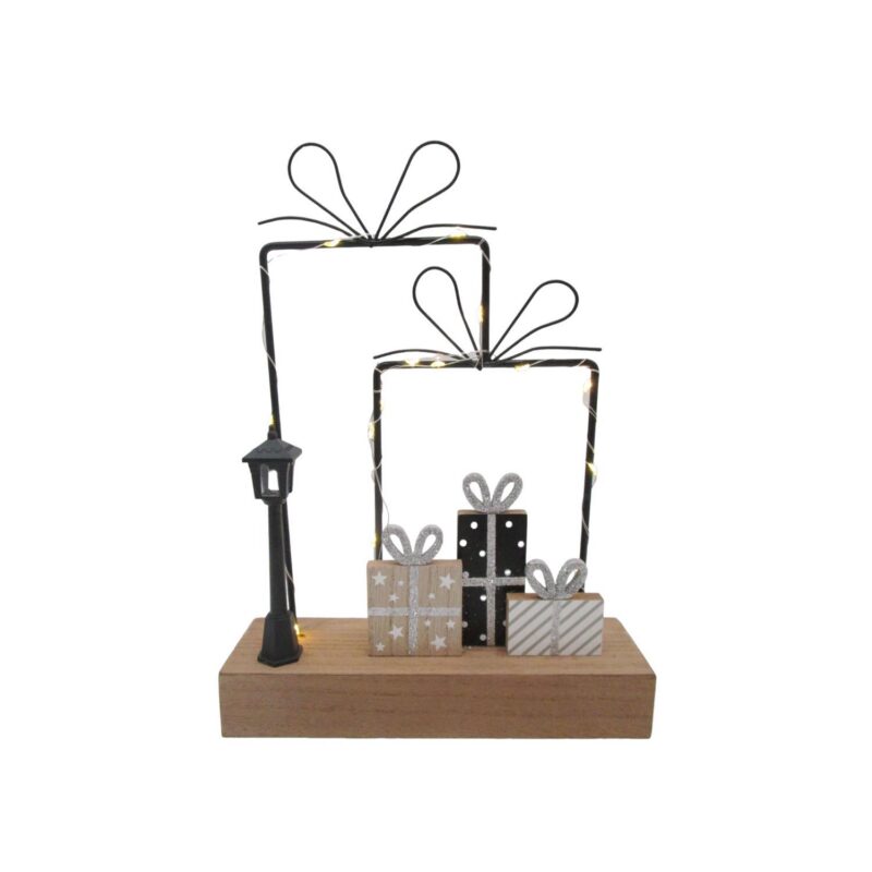Double Gift-Box Metal Frame Light-Up Ornament - Christmas...