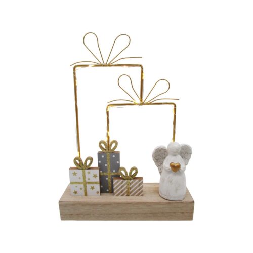 Doppeltes goldenes Geschenk-Rahmen-Engel-Lichterornament – Christ...