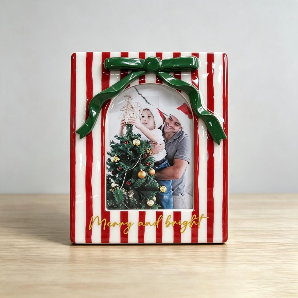 Weihnachts-Fotorahmen aus Epoxidharz mit vertikalen Streifen – Chris...